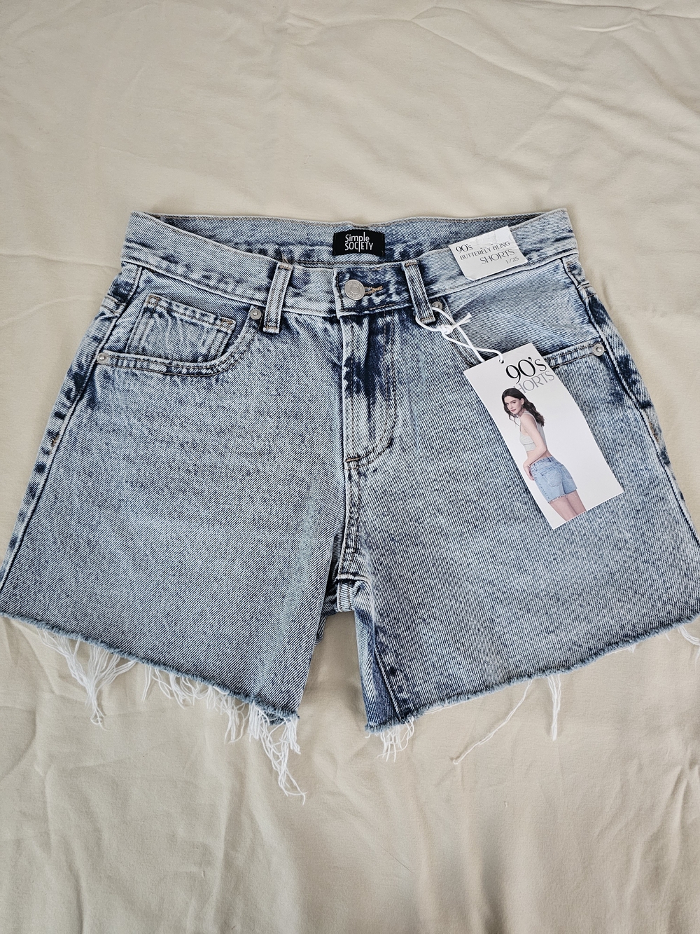 Simplicity Faded Blue High-Rise Cutoff Denim Shorts